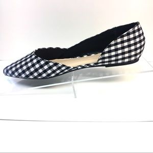NWT Gingham Half D’Orsay Flat - Almond Toe Fabric